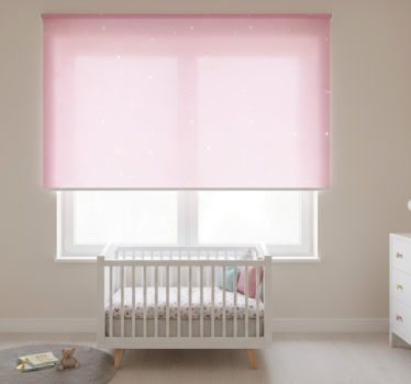 Cortina roller infantil estrellas blancas sobre fondo rosa - TenVinilo