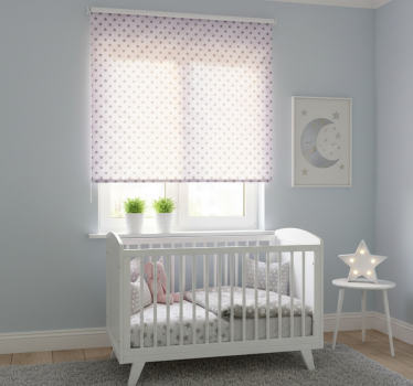 Cortina roller infantil estrellas grises fondo rosa - TenVinilo