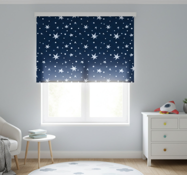 Cortina roller infantil estrellas sobre fondo azul - TenVinilo