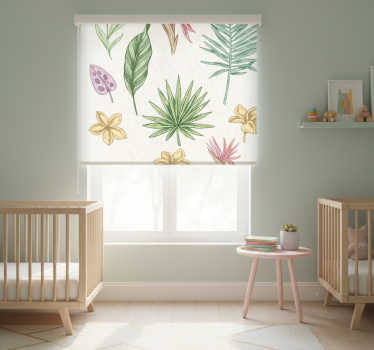 Cortina roller infantil flores y palmeras - TenVinilo