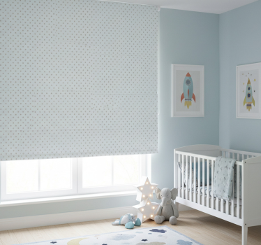Cortina roller infantil fondo azul con estrellas grises - TenVinilo