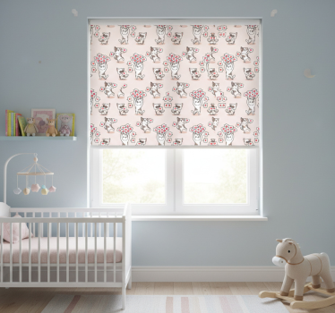 Cortina roller infantil gatos con corazones - TenVinilo