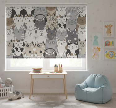 Cortina roller infantil gatos de dibujos animados - TenVinilo