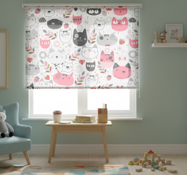 Cortina roller infantil gatos ilustrados - TenVinilo