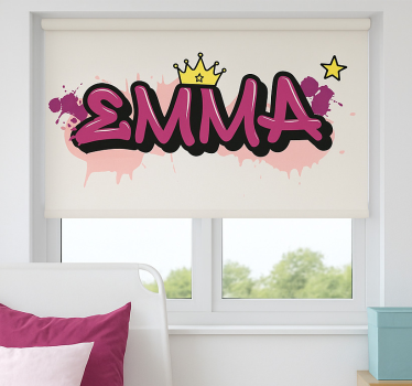 Cortina roller infantil grafiti personalizado rosa - TenVinilo