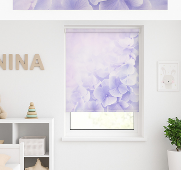 Cortina roller infantil hortensias suaves y brumosas - TenVinilo