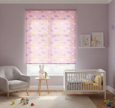 Cortina roller infantil diseño nubes rosas - TenVinilo