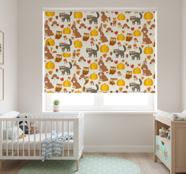 Cortina roller infantil animales del bosque en otoño - TenVinilo