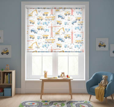 Cortina roller infantil motivos de construcción - TenVinilo
