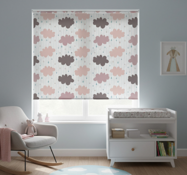 Cortina roller infantil nubes rosas de lluvia - TenVinilo
