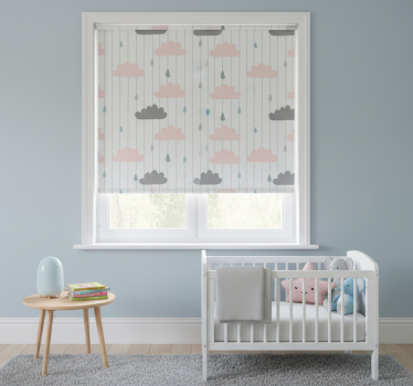 Cortina roller infantil nubes rosas y grises - TenVinilo