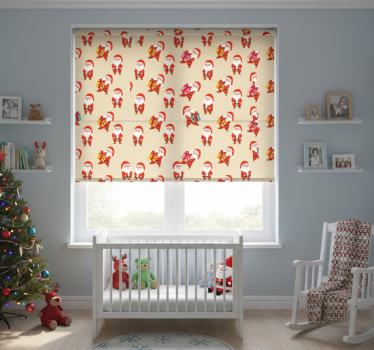 Cortina roller infantil papá noel sonriente y regalos - TenVinilo