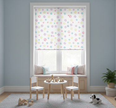 Cortina roller infantil patas de perro coloridas fantásticas - TenVinilo