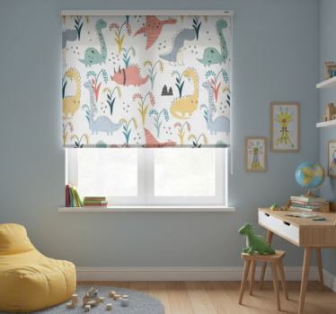 Cortina roller infantil dinosaurios y árboles - TenVinilo