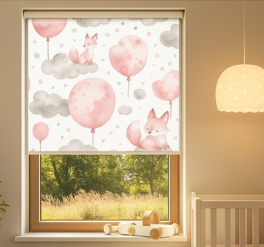 Cortina roller infantil globos y nubes pastel - TenVinilo