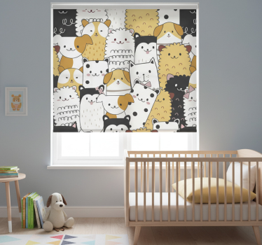 Cortina roller infantil patrón de perritos adorables - TenVinilo