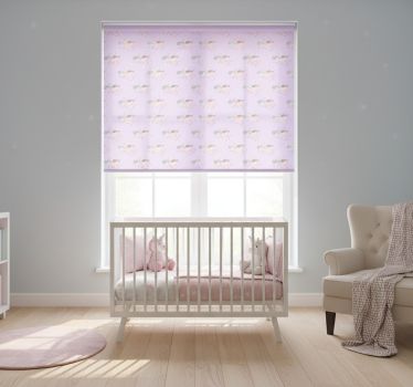 Cortina roller infantil patrón de unicornios rosa pastel - TenVinilo