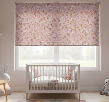 Cortina roller infantil patrón floral rosa sueco - TenVinilo