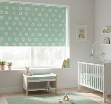 Cortina roller infantil patrón floral verde - TenVinilo