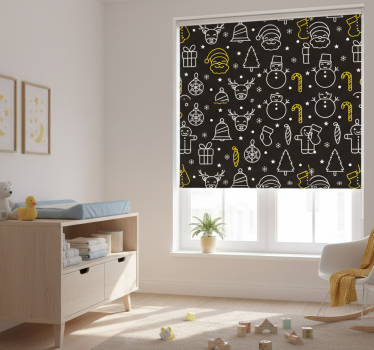 Cortina roller infantil patrón blanco y amarillo - TenVinilo
