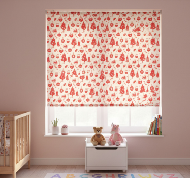 Cortina roller infantil patrón navideño rojo y rosa - TenVinilo