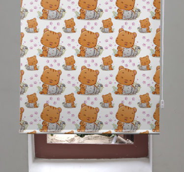 Cortina roller infantil patrones de gatos bebés - TenVinilo