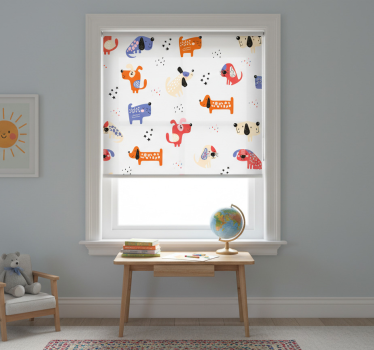 Cortina roller infantil perros ilustrados - TenVinilo