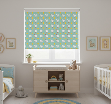 Cortina roller infantil pollito blanco fondo azul - TenVinilo