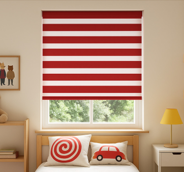 Cortina roller infantil rayas horizontales rojas - TenVinilo