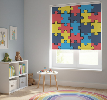 Cortina roller infantil rompecabezas arcoíris - TenVinilo