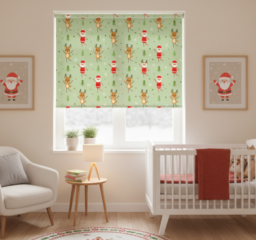 Cortina roller infantil santa claus y uno de sus renos - TenVinilo