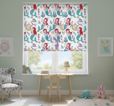 Cortina roller infantil sirena ariel sonriendo - TenVinilo