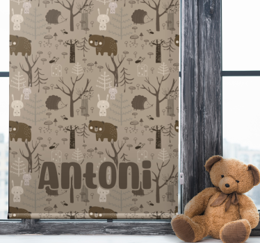 Cortina roller infantil tema de animales del bosque - TenVinilo