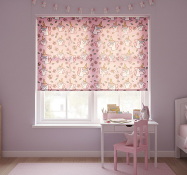Cortina roller infantil unicornio con flores bonitas - TenVinilo