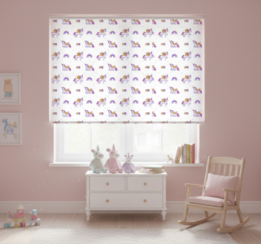 Cortina roller infantil unicornios pastel con alas - TenVinilo