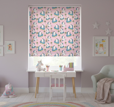 Cortina roller infantil unicornios y conos de helado - TenVinilo