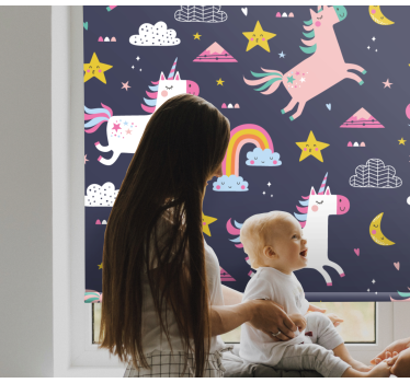 Cortina roller infantil unicornios y estrellas - TenVinilo