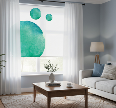 Cortina roller living comedor acuarela abstracta aguamarina - TenVinilo