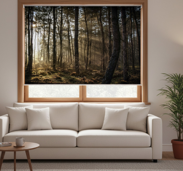 Cortina roller living comedor amanecer en el bosque - TenVinilo