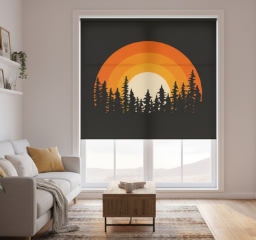 Cortina roller living comedor amanecer en el bosque oscuro - TenVinilo