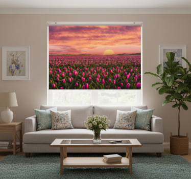 Cortina roller living comedor amanecer y tulipanes - TenVinilo