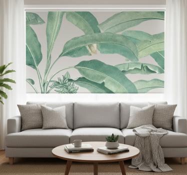 Cortina roller living comedor árboles tropicales nórdicos - TenVinilo