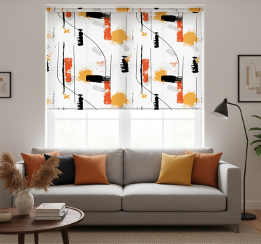 Cortina roller living comedor arte abstracto lineal - TenVinilo