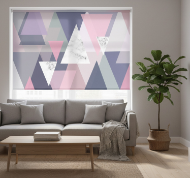 Cortina roller living comedor arte mural 3d triángulos - TenVinilo