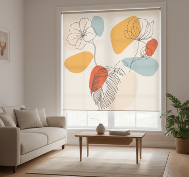 Cortina roller living comedor arte mural botánico - TenVinilo