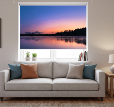 Cortina roller living comedor atardecer lago mazury - TenVinilo