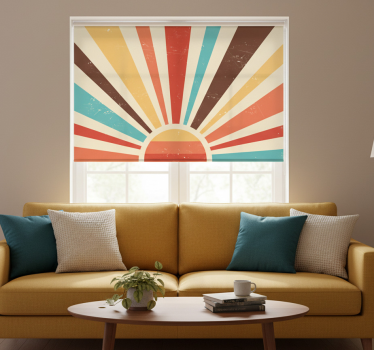 Cortina roller living comedor atardecer vintage abstracto - TenVinilo