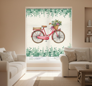 Cortina roller living comedor bicicleta rústica vintage - TenVinilo