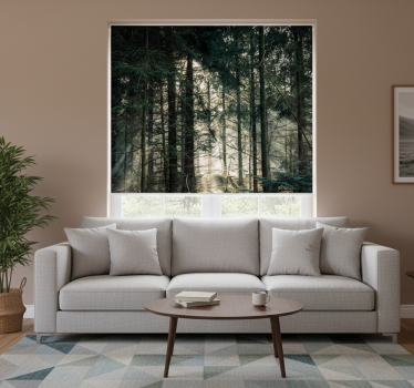 Cortina roller living comedor bosque natural tonos oscuros - TenVinilo