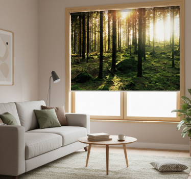 Cortina roller living comedor bosque soleado - TenVinilo